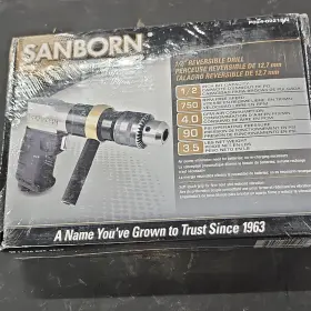 Sanborn P024-0221sn Reversible Air Drill 1/2 Inch Keyed Chuck 750 Rpm 90 Psi 4.0 Cfm Sanborn P024-0221sn Reversible Air Drill 1/2 Inch Keyed Chuck 750 Rpm 90 Psi 4.0 Cfm